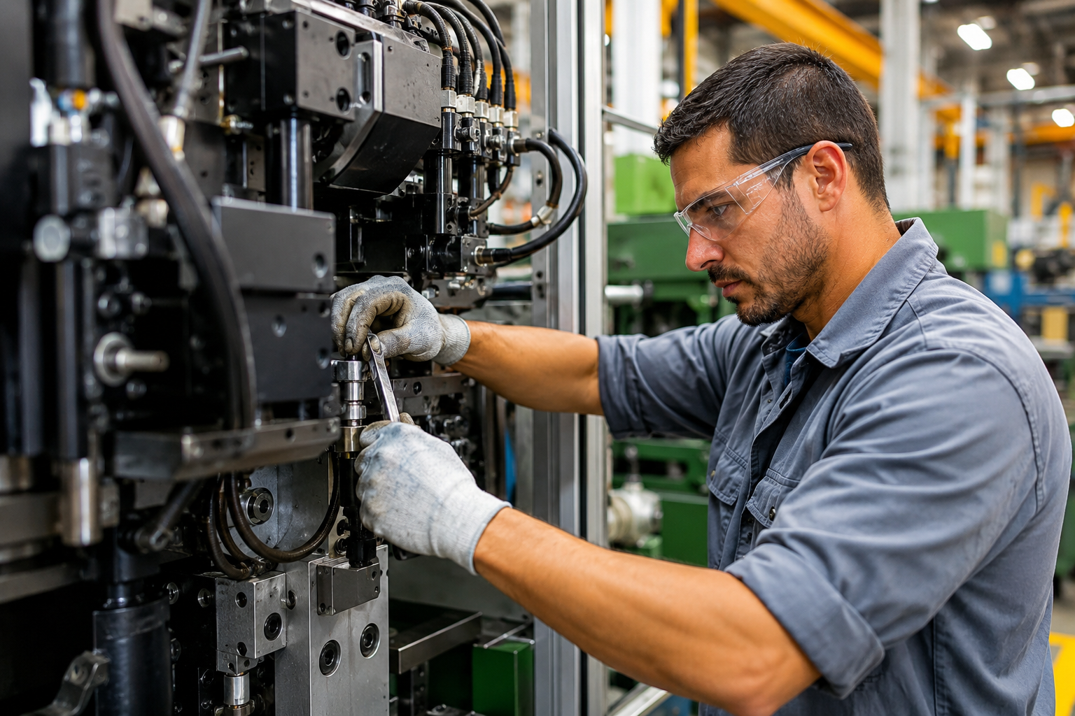 Manutenção corretiva em máquina industrial